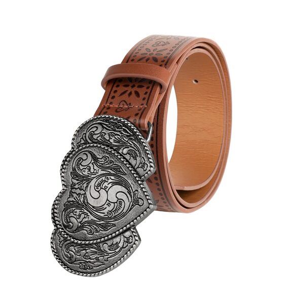 Womens Turquoise Belt Vintage Cowboy Cowgirl Pu Leather Belts Western Belt For💖 - Picture 5 of 7